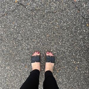 Tory Burch Navy Blue Slides